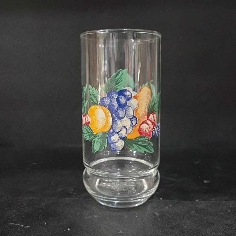 Oneida‎ Orchard 16oz Glass Tumbler, Vintage Fruit Themed Glassware, Drinkware